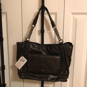 Grace Adele black leather bag & clutch